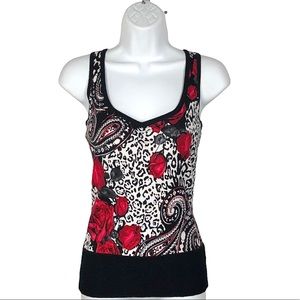 White House Black Market sleeveless sweater rose print